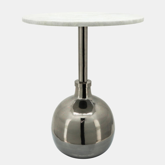 22" Metal Side Table W/ Orb Base, Gunmetal
